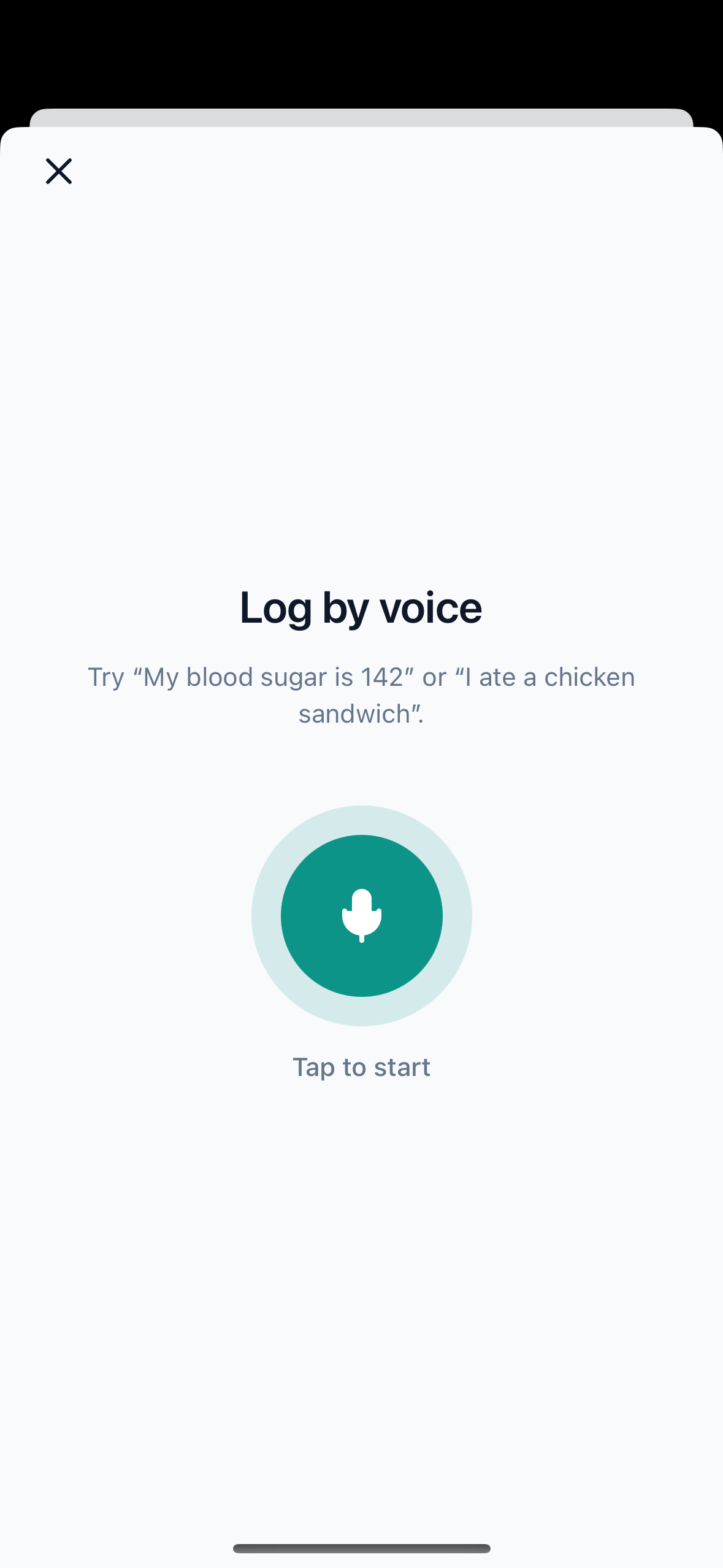 Voice Logging — speak to log glucose readings and meals hands-free